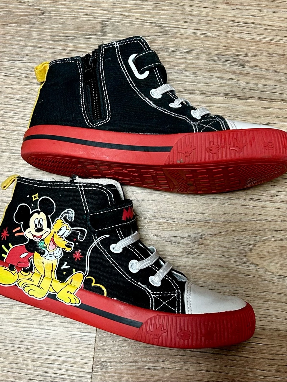 Disney Black, Red & Yellow Mickey and Pluto High-Top Sneakers for Kids